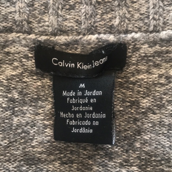 Calvin Klein Jeans Women's Crew-Neck High-Low Sweater, M, Gray & White - Picture 9 of 11